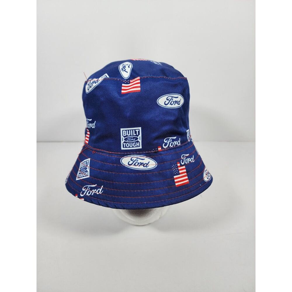 Ford Motor Company American Flag Reversible Summer Packable Bucket Hat Cap